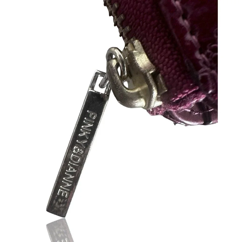 Pinky & Dianne Patent Leather Elegant Burgundy Wine Long Zipper Wallet